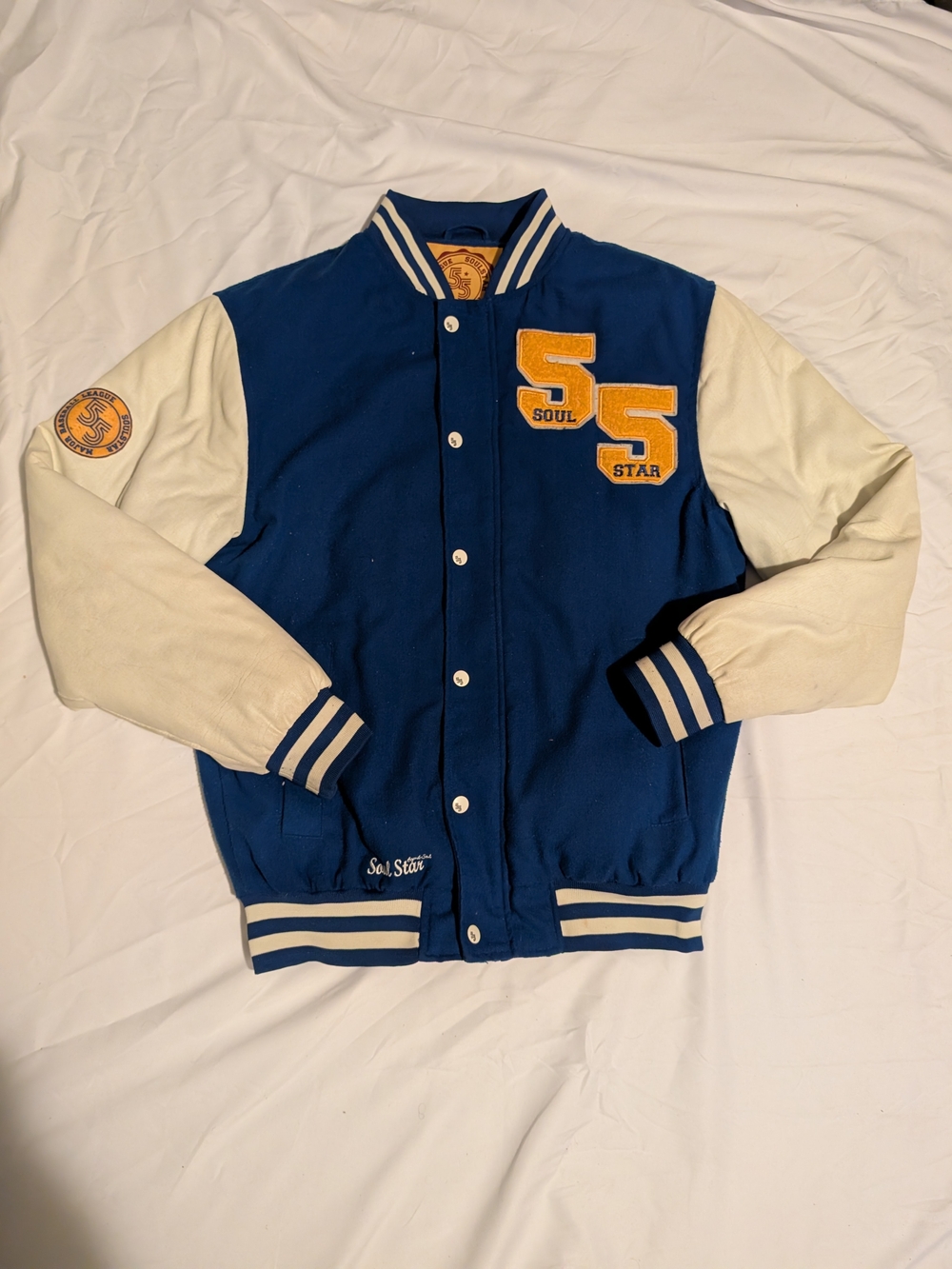 SOUL STAR 55 Vintage Baseball Jacket Navy Cream